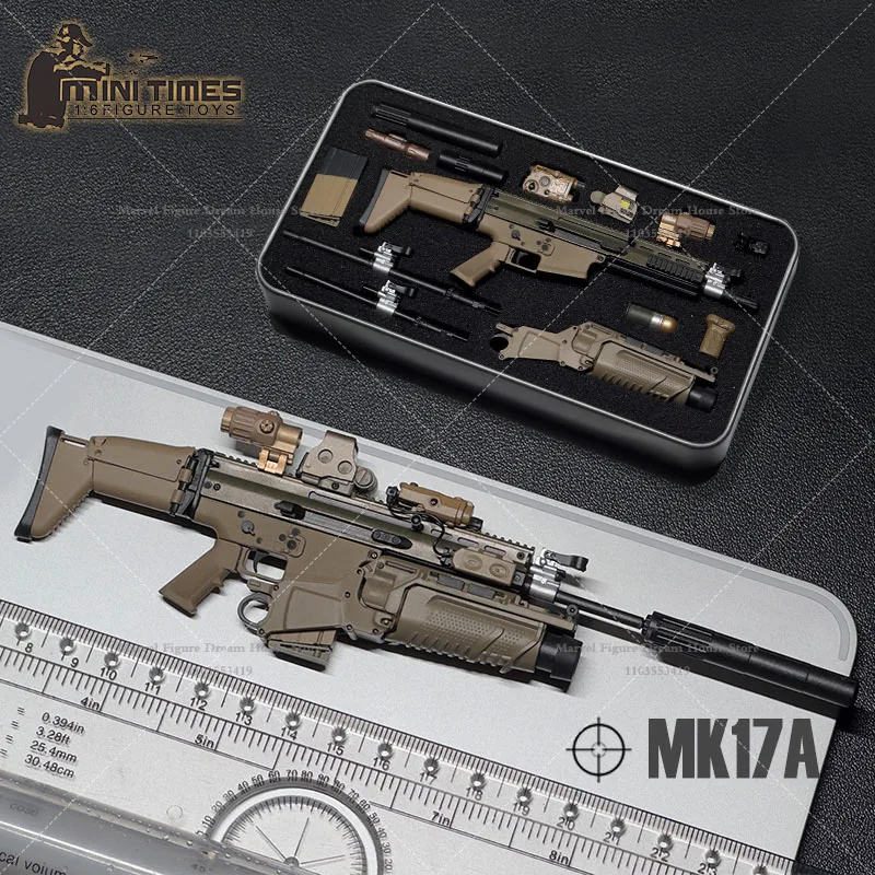 Mini tempos brinquedos mk16a/b mk17a/b mp7 1/6 escala fãs militares acessórios arma rifle de assalto para figura de ação de 12 polegadas soldado