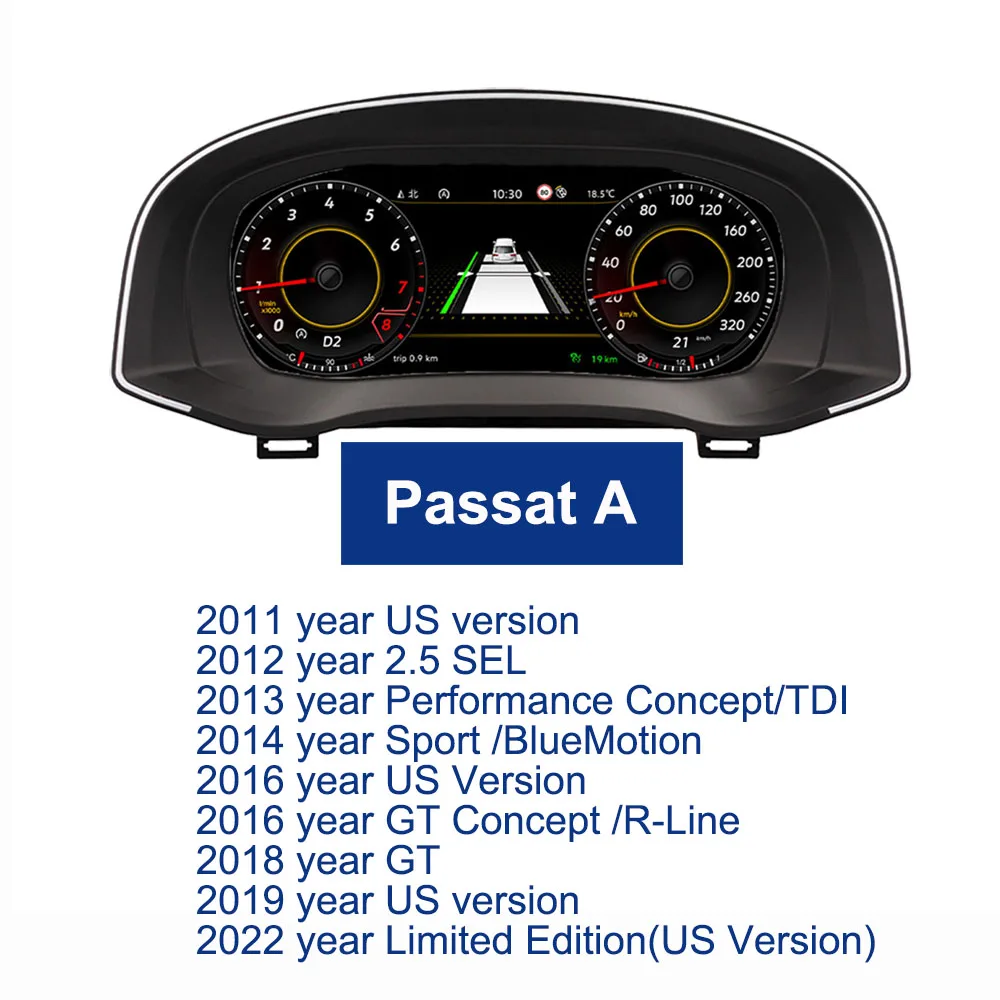 

Цифровой ЖК-дисплей с сенсорным экраном, кластерная панель, дисплей кабины 10,25 дюйма для VW Passat 2011–2022 года