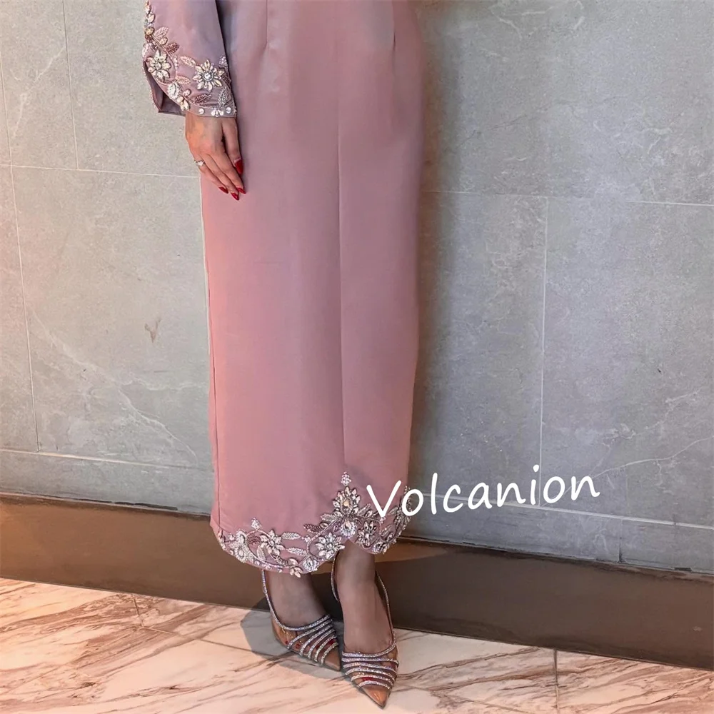 تخصيص نمط حجر الراين مستقيم ساحة الرقبة فساتين متوسطة الطول مناسبة مخصصة مساء أنيقة الرجعية جودة عالية