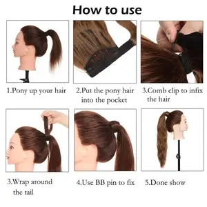 Rabo de cavalo de milho longo sintético envoltório em torno de rabo de cavalo clipe em extensões de cabelo peruca headwear cabelo 22 polegadas 6 principais vendas wing cabelo - №3