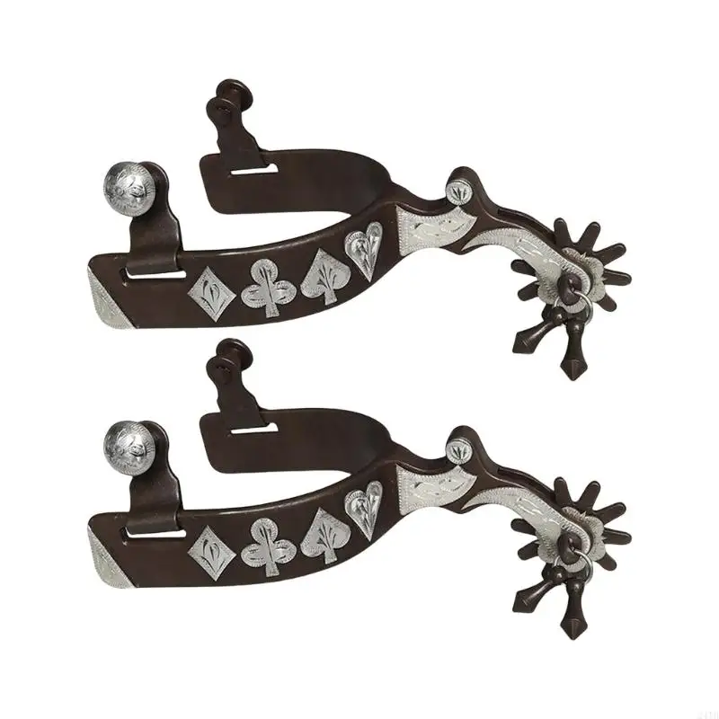 

Bronze Western Spurs Features German Silver Accent Vintage Equestrians Equipment for Horse Horsemanship Enthusiasts