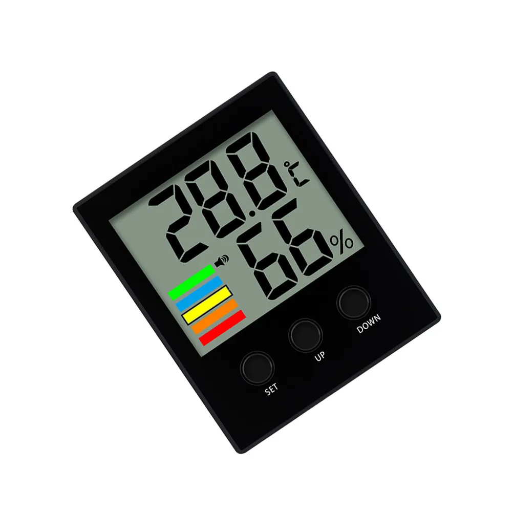 Digital Thermometer Hygrometer with Alarm Function Large LCD Screen 24 Air Inlet Holes for Accurate Indoor Temperature Humidity