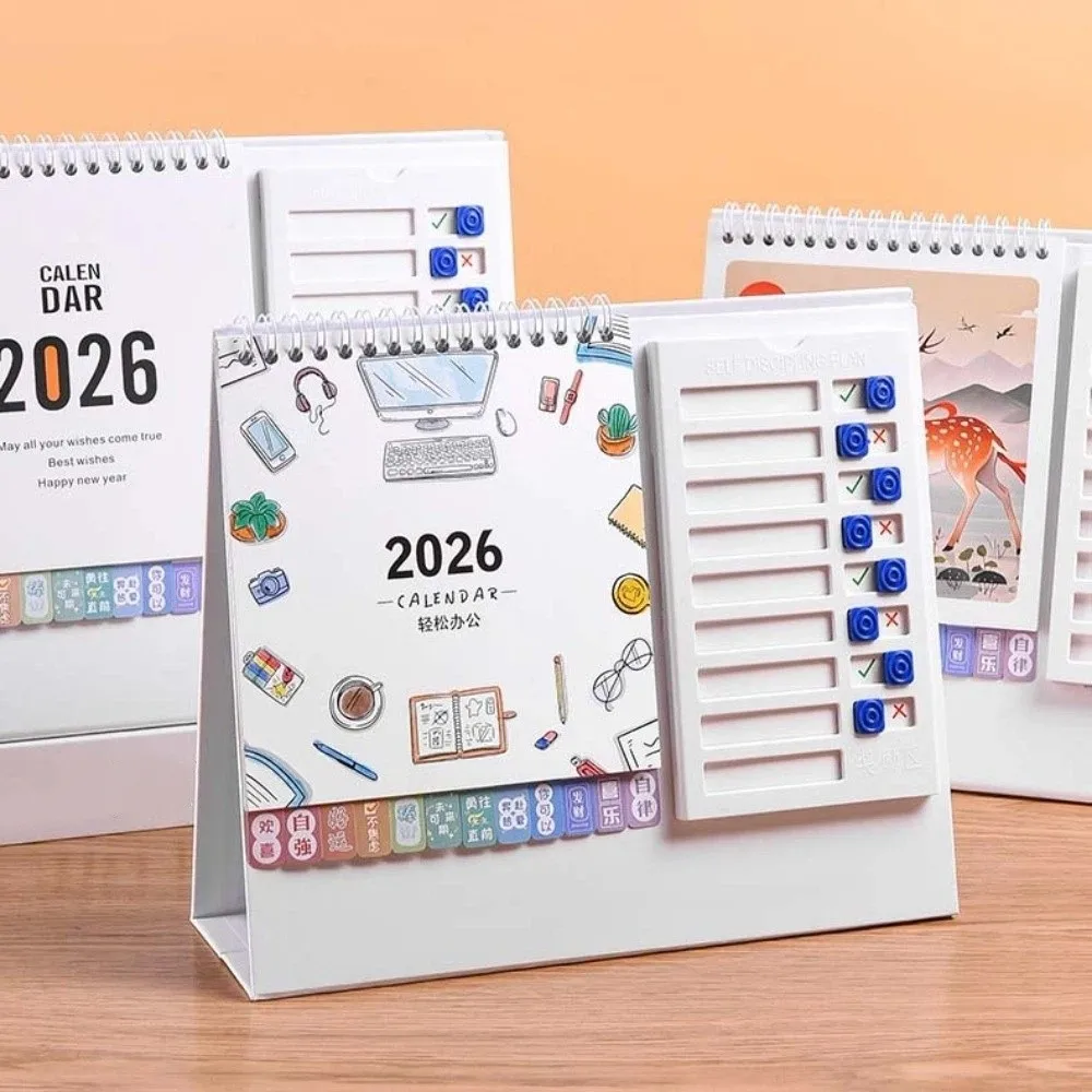 السنة الصينية الجديدة نمط 2026 أجندة مكتبية /رزنامة مكتبية شهر تاريخ عرض لفائف ملزمة الحصان سنة التقويم مع ملاحظات الكرتون المهر #2