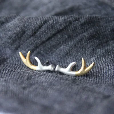 

925 Sterling Silver antler Stud Earrings for Women Girls Fashion jewelry brincos brinco
