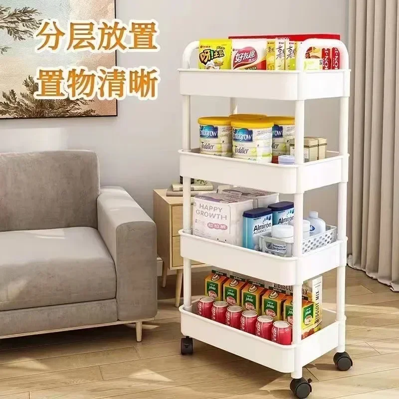 Mobile Storage Rack Trolley Kitchen Bathroom Bedroom Multi Storey Snacks Storage Rack with Wheels Organizer Home Accessories