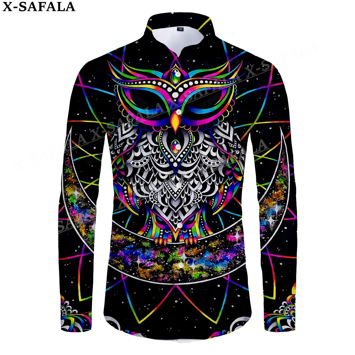 Hippie Psychedelic Colorful Trippy 3D Print Men's Luxury Shirt Turn-down Collar Buttoned Up Long Sleeve Tops Hip Hop Tee-7