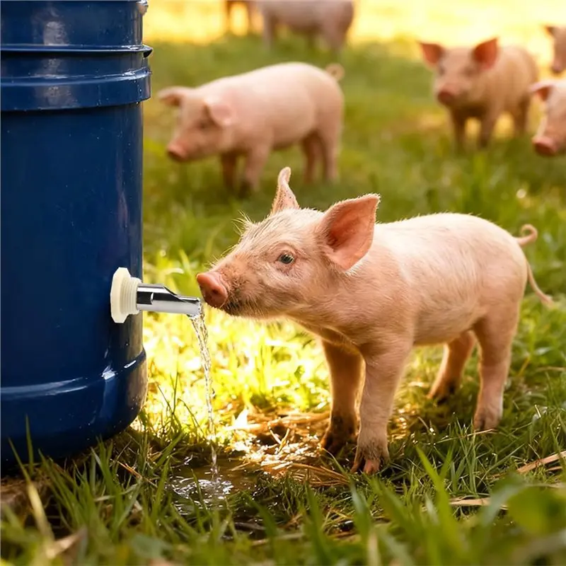 75STO-Pig Nipple Waterer For Drinker Feeder Kit, With Hole Opener & PTFE Tapes, Pigs Drinker Feeder Water Tank Connector