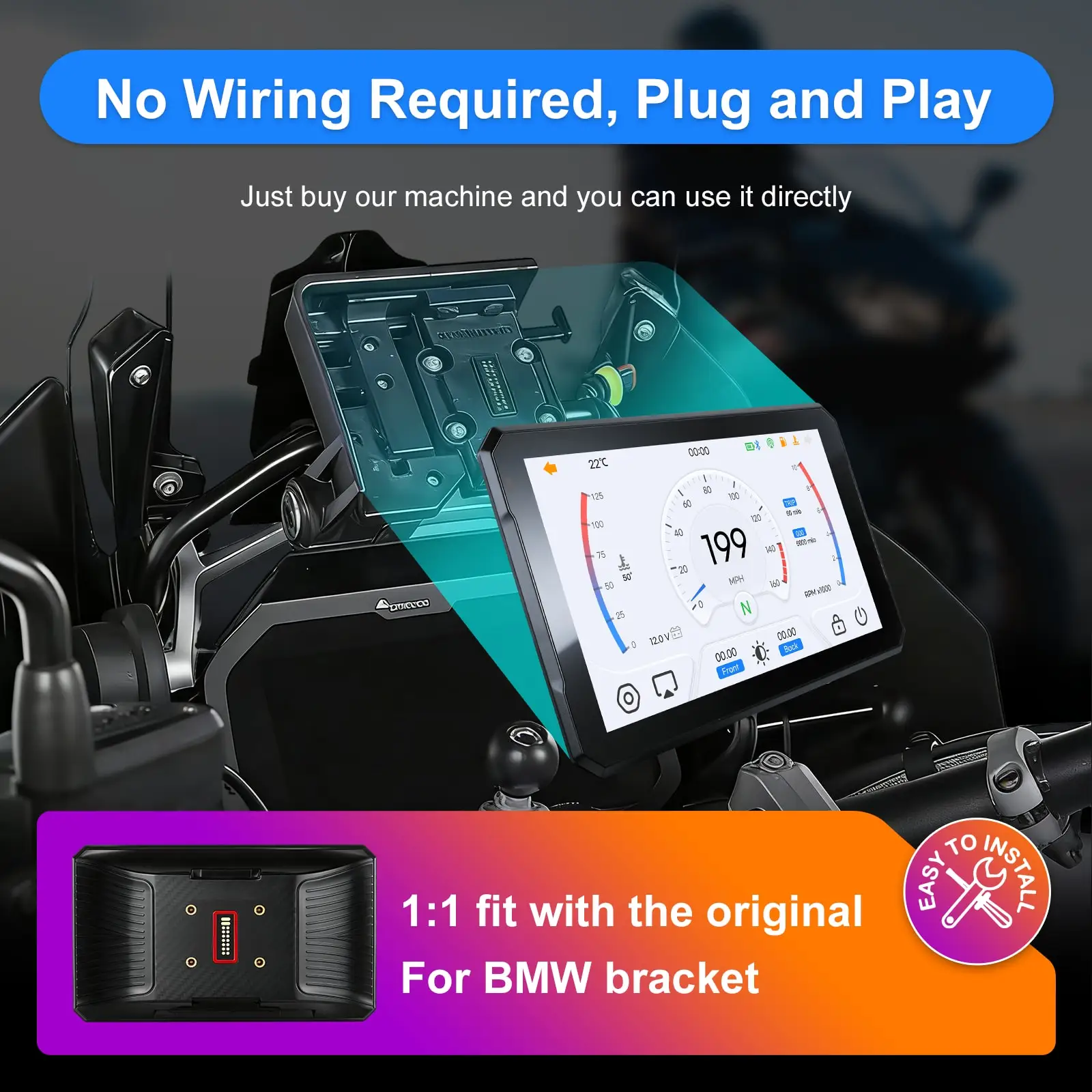 Carplay für BMW XR M1000 R1200GS R1250GS S1000XR R1300GS 7-Zoll tragbarer Motorrad-Navigator CarPlay Android Auto Navigator