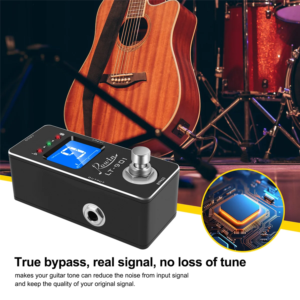 A57T Rowin Lt-901 Gitarre Tuner Effekt Pedal Mini Chromatische True Bypass Lcd Display Digital Pedal Gitarre Teile Zubehör