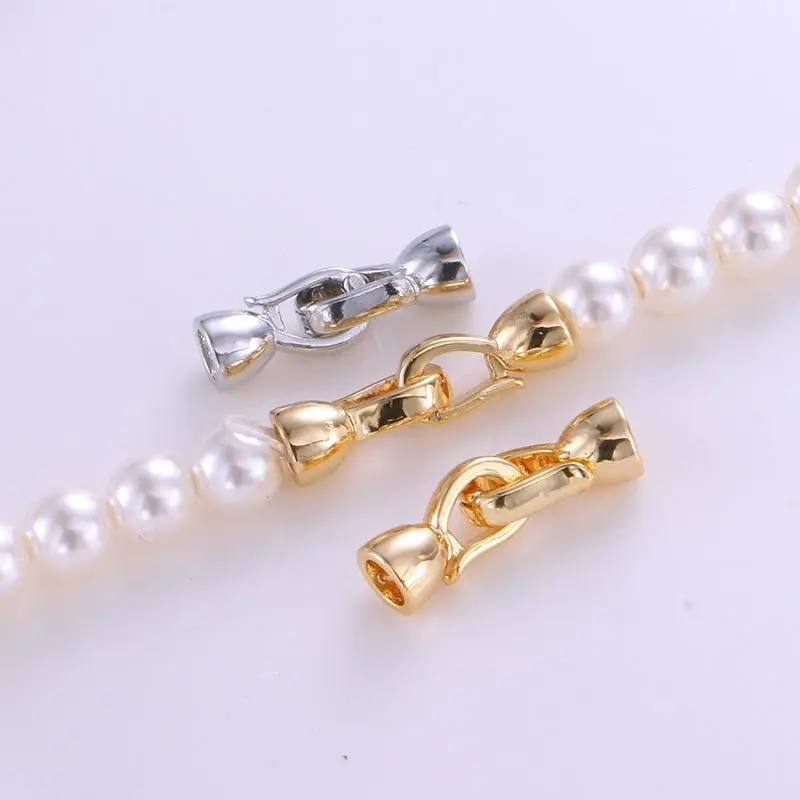 

2 шт., 18-каратное позолоченное жемчужное ожерелье, соединительная застежка, ожерелье ручной работы, браслет, аксессуары, принадлежности, сделай сам, изготовление ювелирных изделий