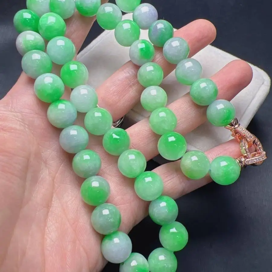 

Handmade natural jadeite bead necklace,men's cuff button 18IN necklace,Ramadan prayer bead,women's meditation,holiday gift