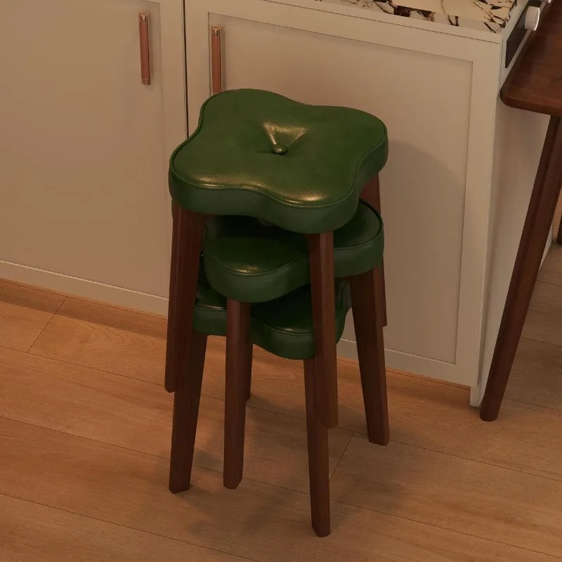 Solid wood stools can be stacked for meals, spare stools in the living room, dining table, wooden stools, and shoe stools