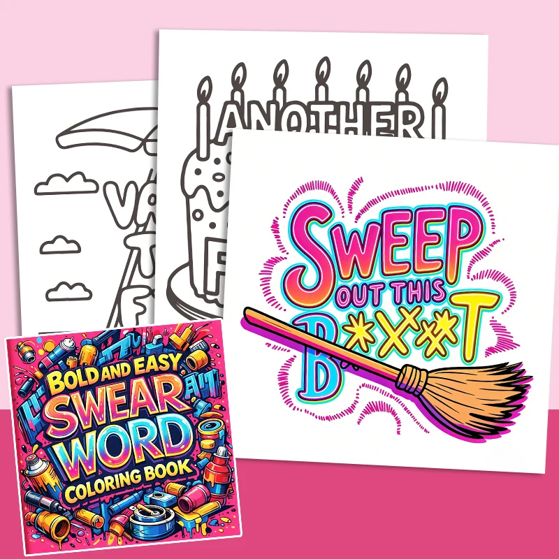 32 Pages Bold And Easy Swear Word Graffiti Coloring Book For Adults Stress Relief Anti-Anxiety Art Therapy Gift image 6