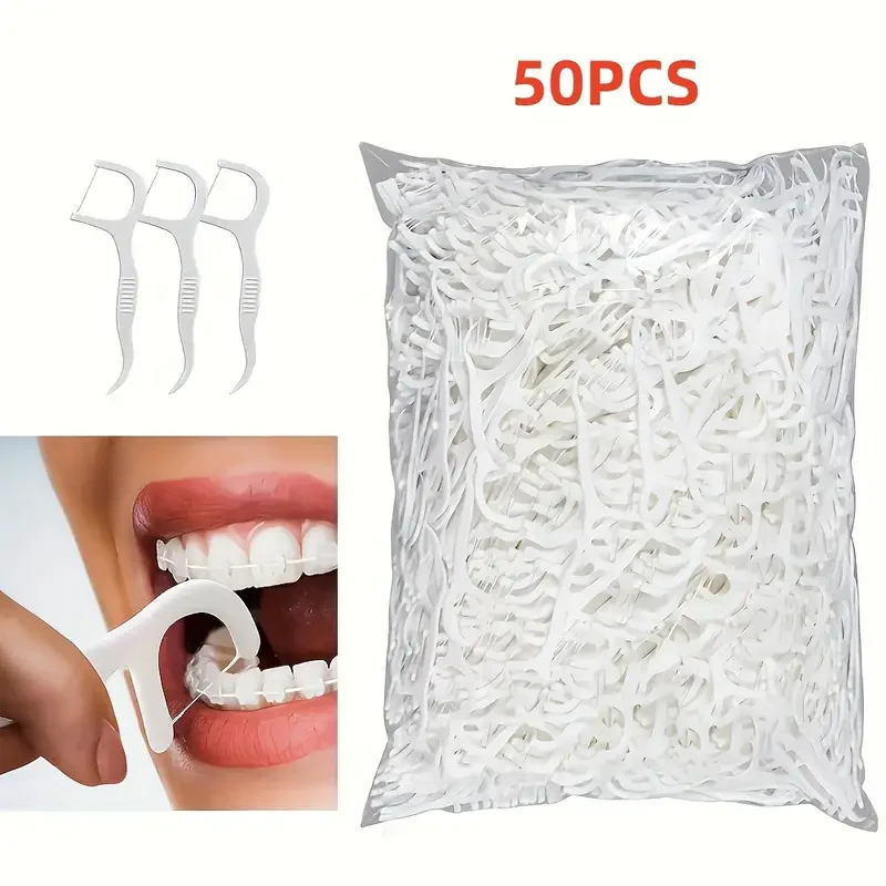 

50pcs Dental Flossers - Deep Cleaning Disposable Floss for Oral Care, Travel & Daily Hygiene