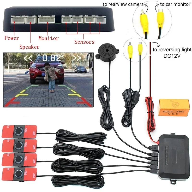 

AHD 16mm Flat Sensors Dual Core Car Video Parking Sensor Reverse Backup Radar Digital Display Step-up Alarm For DVD Monitor