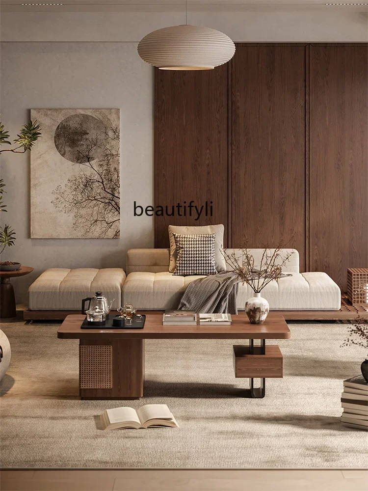 Q181 New Chinese Style Song Dynasty Cotton and Linen Sofa and Coffee Table Set Modern Simple Living Room Home Office Sofa