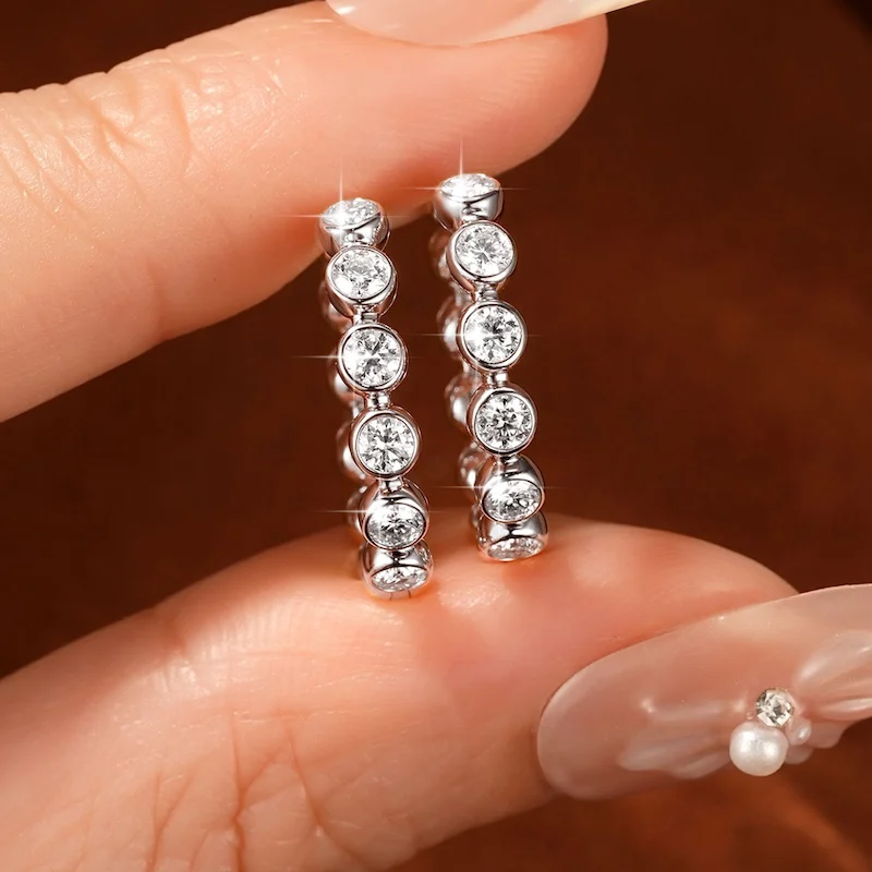 Rrjzz 2,5 mm Full Moissanite Sweet Bubble Creolen für Damen, GRA D-Color, im Labor hergestellte Diamantohrringe, Hochzeitsschmuck, Geschenke – Detail 12