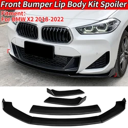 For BMW X2 F39 2018-2022 Car Front Bumper Lip Body Kit ABS Auto Splitter Spoiler Diffuser Protector Trim Front Lip Chin Bumper