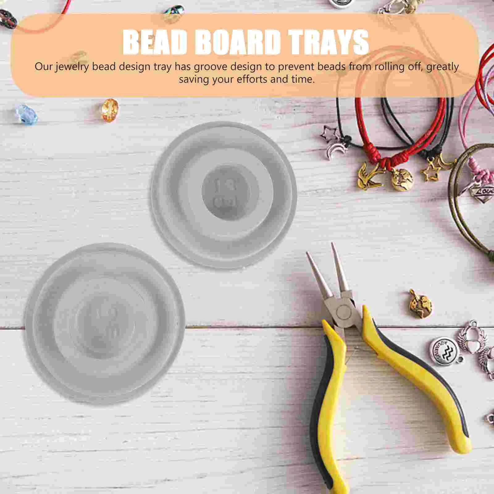 8 Pcs Beads Jewelry Tray PE Flocked Beaded Design Plate Board Bracelet Measurement or Making Beading Supplies