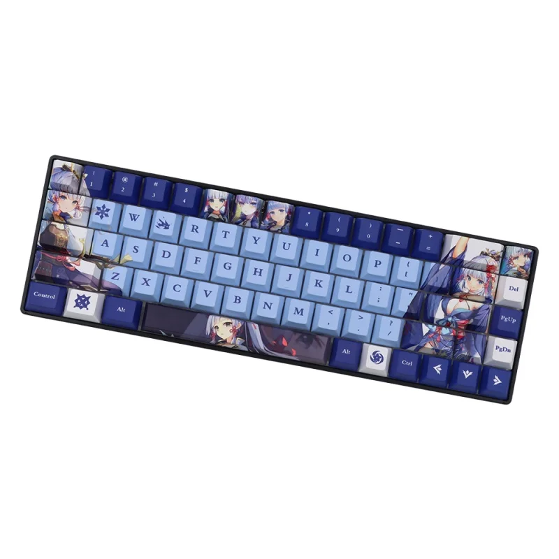 Kamisato Ayaka Theme Coole Tastenkappe 135 Tasten Original Fabrikhöhe Pbt Hot Sublimation Mechanische Tastatur Blaue Anime-Spiel-Tastenkappe