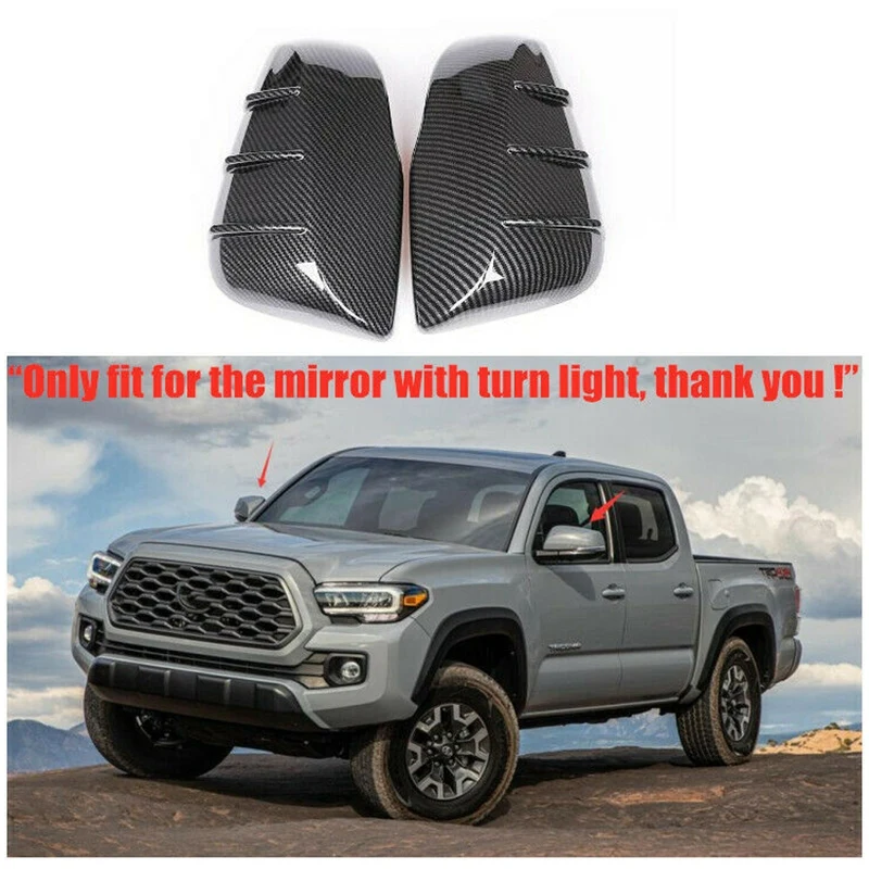 Carbon Fiber Black Side Door Mirror Cover Trim for Toyota Tacoma 2016- 2019 Rear View Mirror Cover