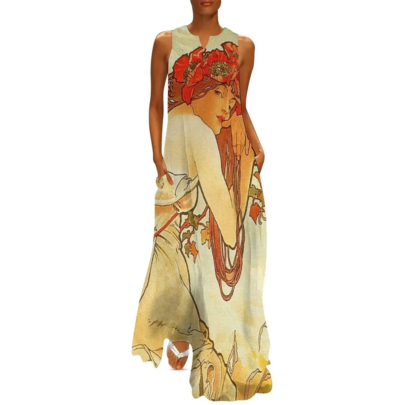 

HD. Summer, by Alphonse Mucha (1896) High Definition Long Dress luxury women's party dress evening prom Dress