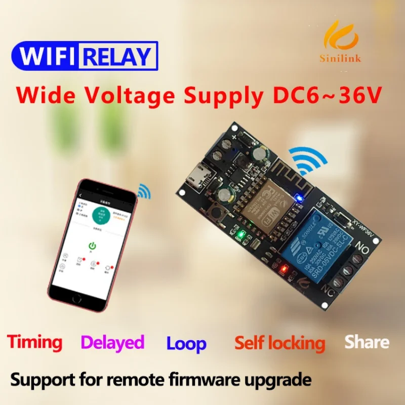 

Sinilink WIFI Mobile Phone Remote Control Relay Module 5-36V Smart Home Mobile Phone APP