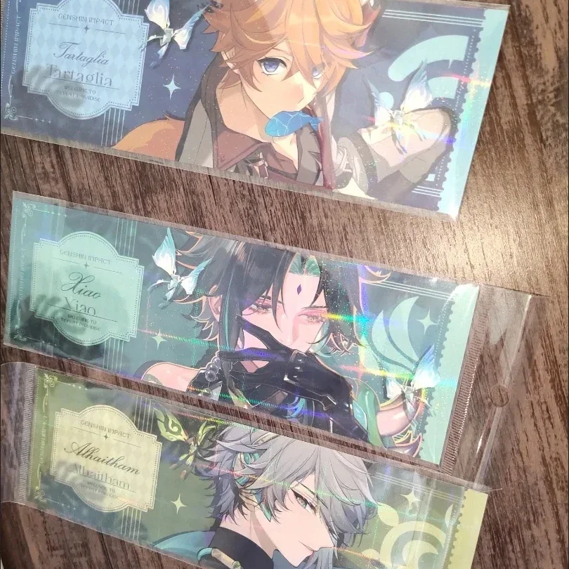 Game Impact Beautiful Painting HD Laser Paper Double-sided Gilded Bookmark Postcard for Fans Gifts Collections Book Page