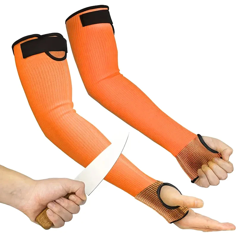 

A Pair Cut/Scratch/Slash Resistant Sleeves Arm Guards Protection With With Thumb Hole And Adjustable Hook And Loop