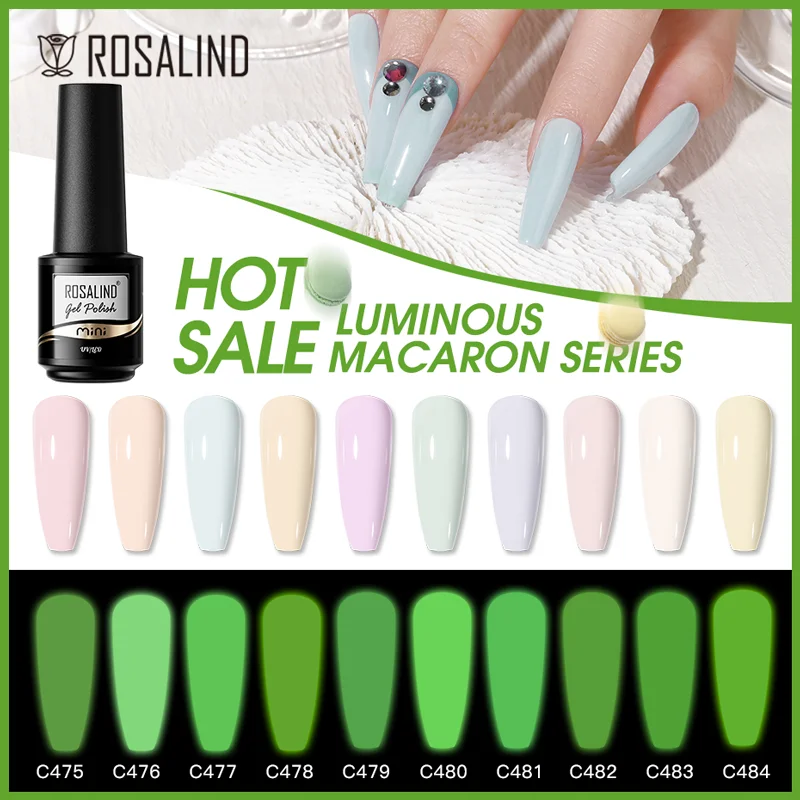 

ROSALIND New 140 Colors Nail Gel Polish Luminous Macaron Series Nail Gel Soak Off UV/LED Semi Permanent For Nails Salon Beauty