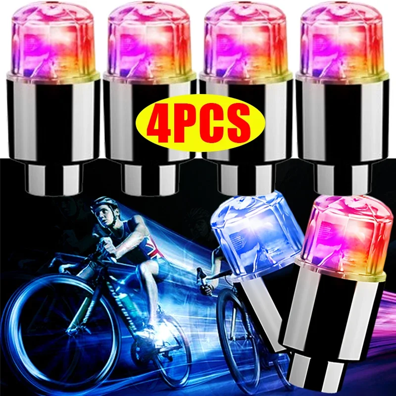 Car Bicycle LED Bulb Tire Light Universal Motorcycle Bicycle Neon Valve Cover Lights Tire Colorful Flashing Lamp Ambient Light