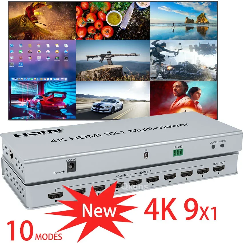 4K 9X1 HDMI Multiviewer 2 4 6 8 9 In 1 Out 1080P Quad Screen Dual Display Multi Viewer HDMI Multi-Viewer Seamless Switch with IR