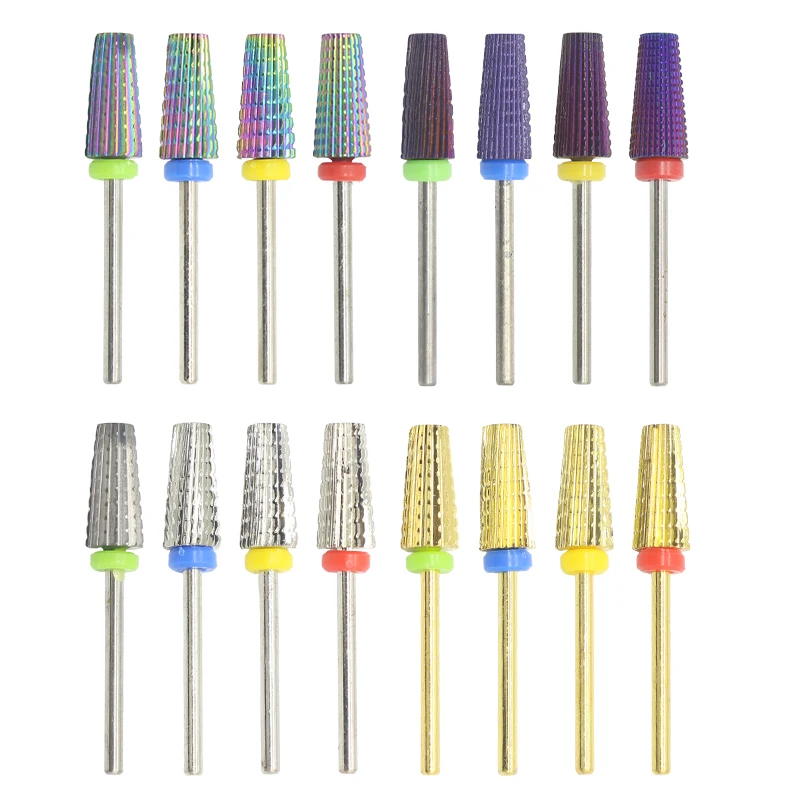 5 in 1 Tapered 3/32 Carbide Nail Drill Bits Milling Cutter With Cut Drills Carbide For Manicure Remove Gel Nails Accessories