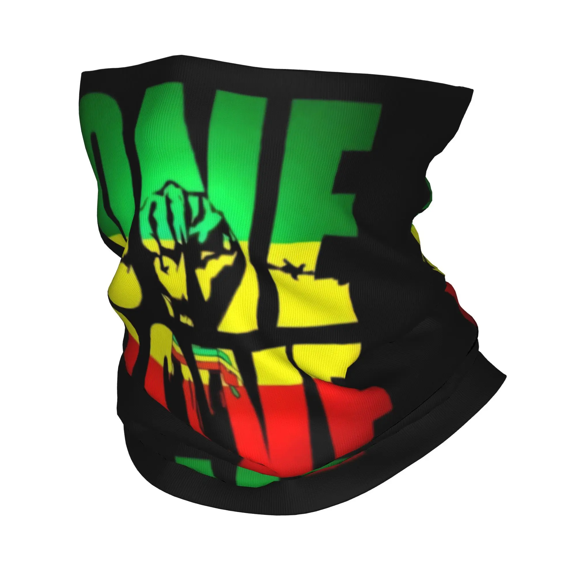 

Custom One Love Jamaica Reggae Bandana Neck Warmer Women Men Winter Hiking Ski Scarf Gaiter Face Cover