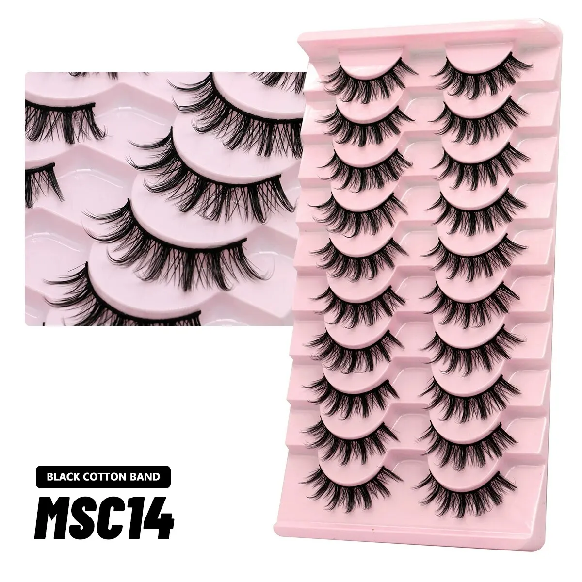 GROINNEYA Eyelashes 10 Pairs Mange Lashes 3D Cat Eye Lashes Faux Mink Lashes Natural Fluffy False Eyelashes Wispy Makeup Tools