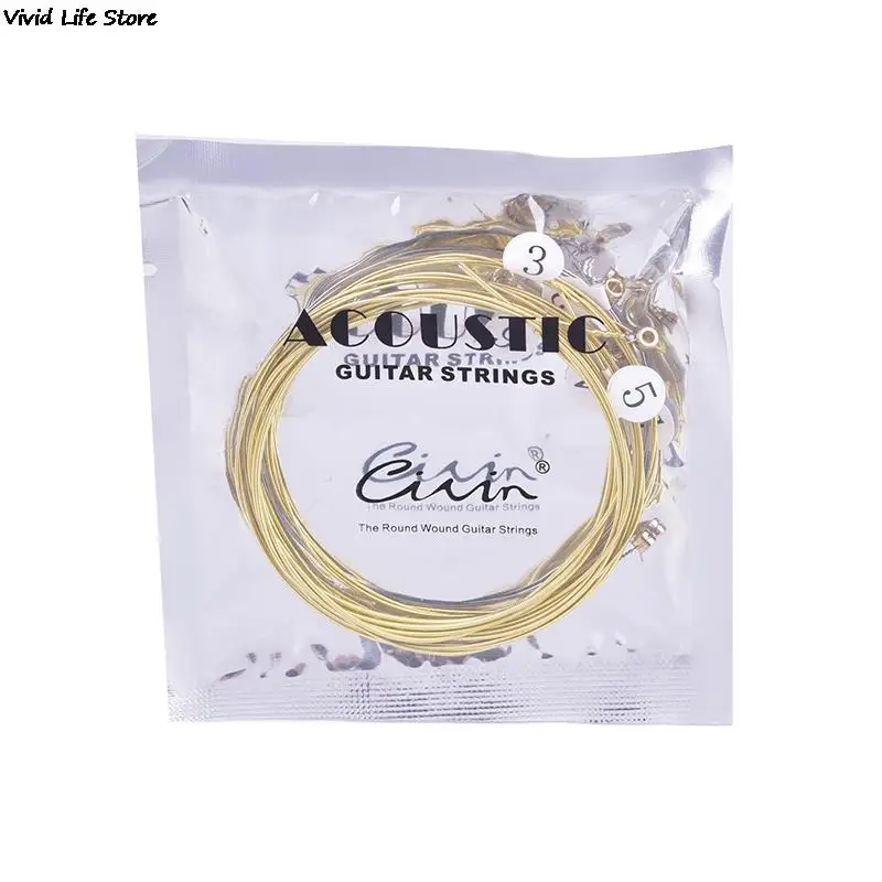 6pcs/set Universal Acoustic Guitar String Brass Hexagonal Steel Core Strings For