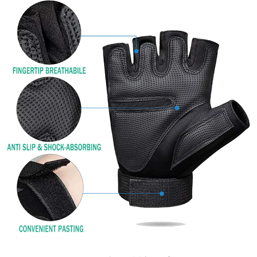 Men's Fingerless Breathable,Non-Slip Workout Gloves Tactical Combat Shooting Motorcycle Weight Lifting Gloves