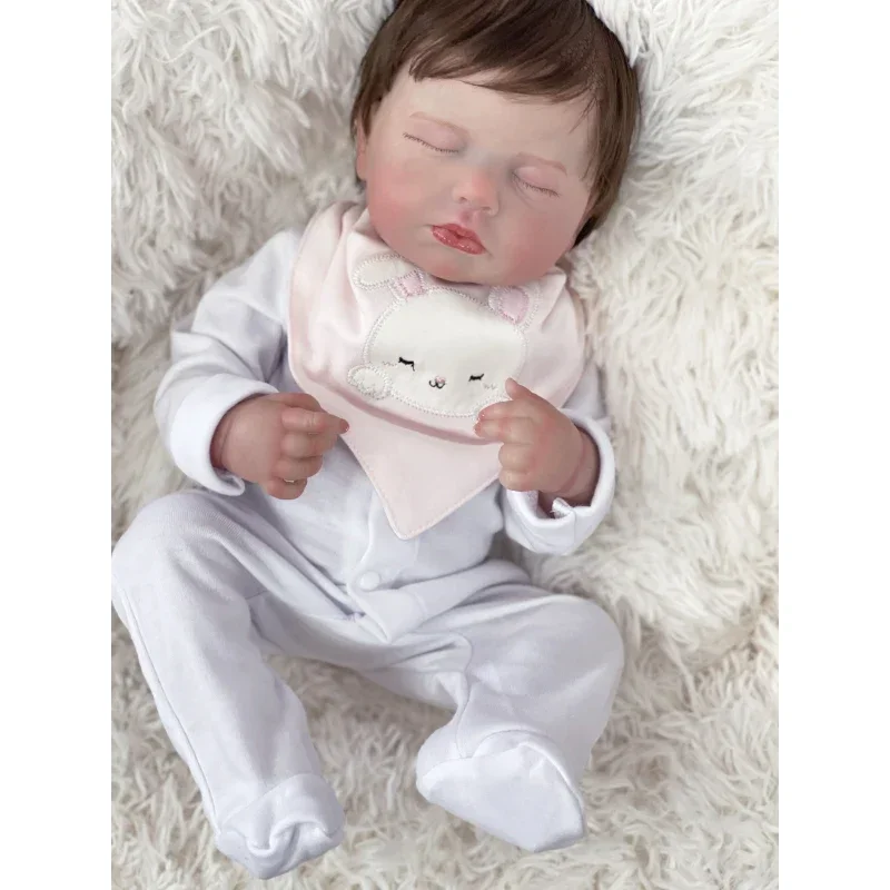 48 cm LouLou Finito Reborn Baby Dolls Corpo in vinile pieno Capelli radicati a mano Pelle 3D Vene visibili per le ragazze Regalo