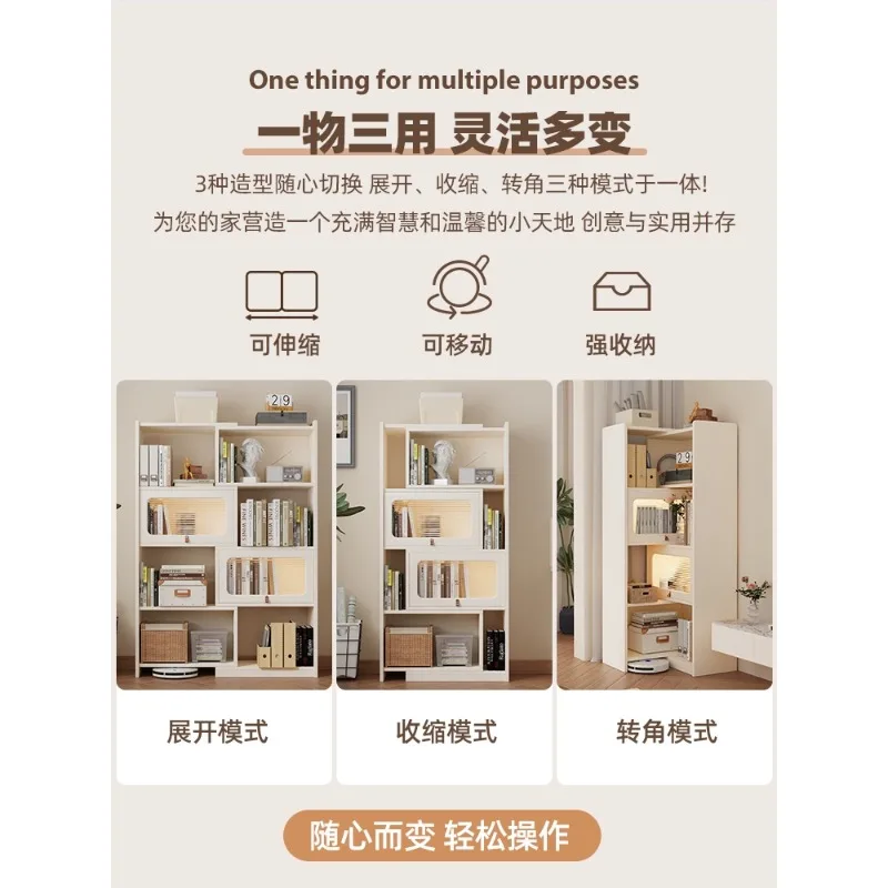 Children's room solid wood retractable corner bookcase, integrated bookshelf shelf , bedroom corner storage locker