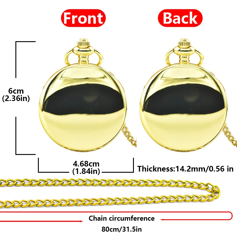 Classic Fashion 37CM Fob Chain Smooth Steel Polish Quartz Pocket Watch Mens Pendant Gifts