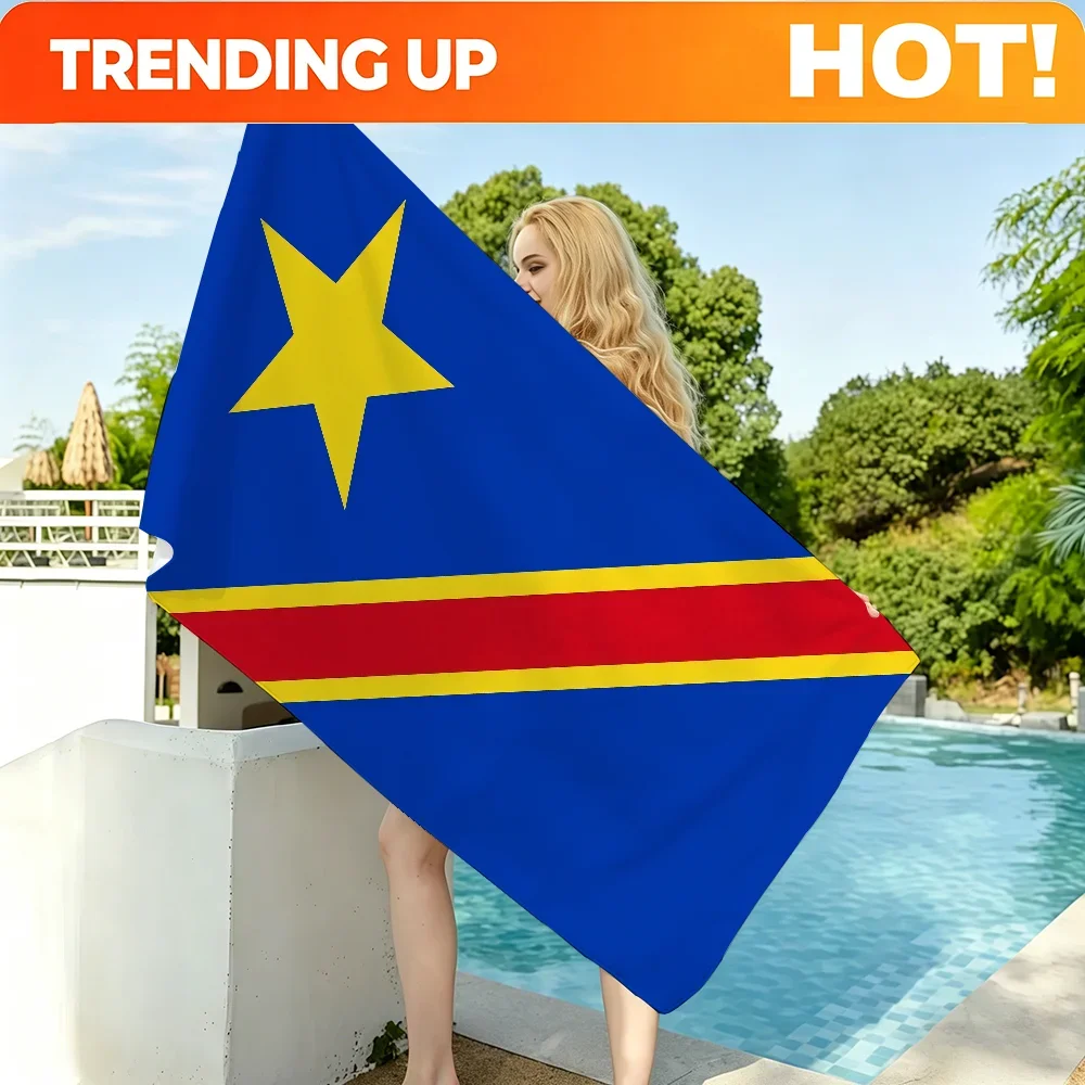 Custom Nation Democratic Republic Congo Towel Drying Bath Towel Applicable To Light Swimming Camping Yoga Beach Out