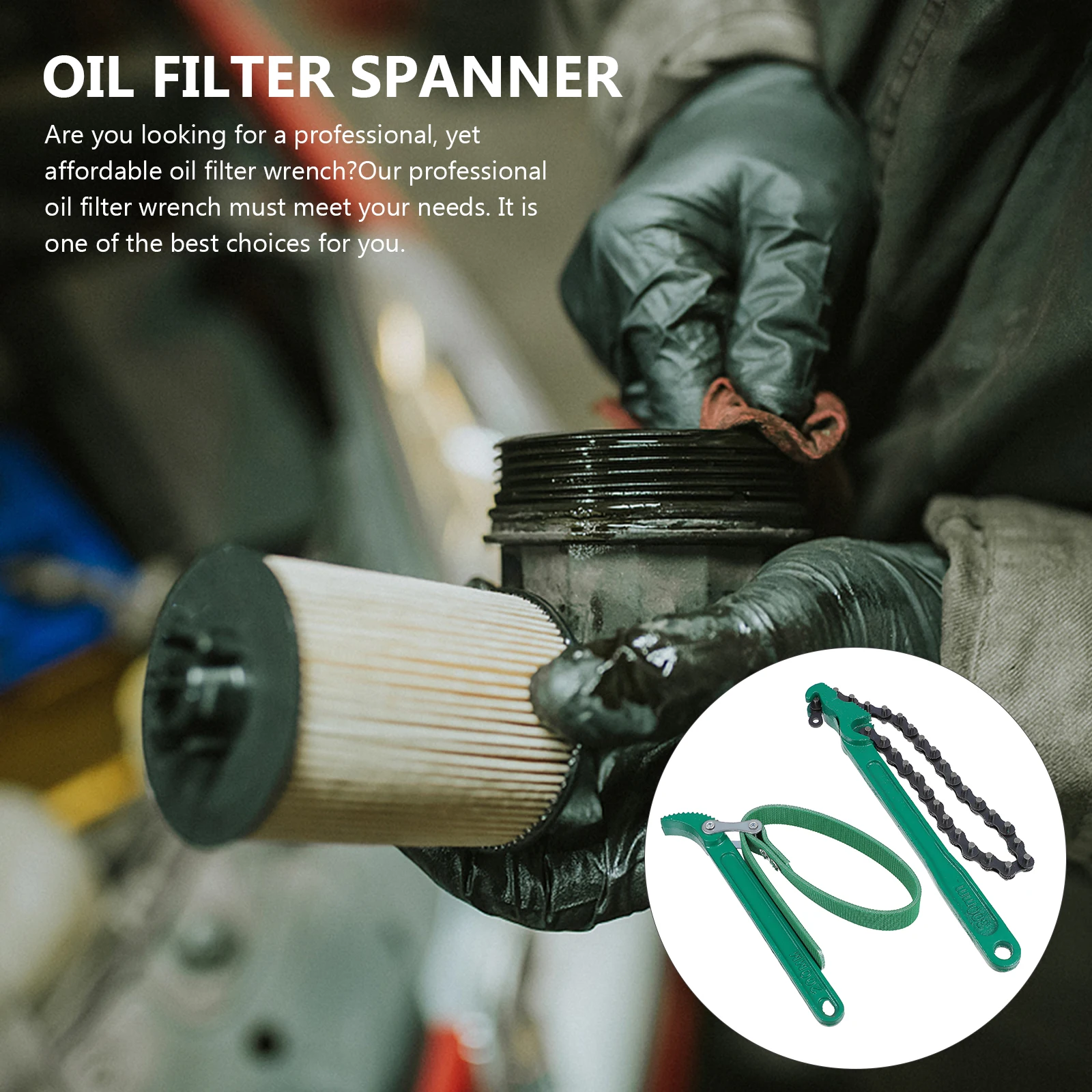 

2Pcs Oil Filter Wrench Chain Belt Spanner Carbon Steel Remover Tool Light Durable Car Repair Maintenance Oil Filter Wrench