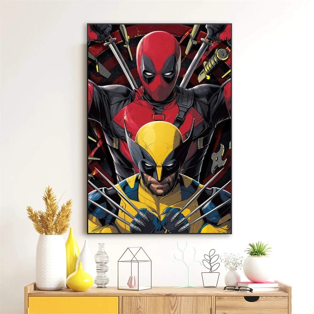 Graffiti Wall Art Deadpool & Wolverine Poster Disney Superhero Motivational Funny Print New Film Canvas Painting Home Decoration