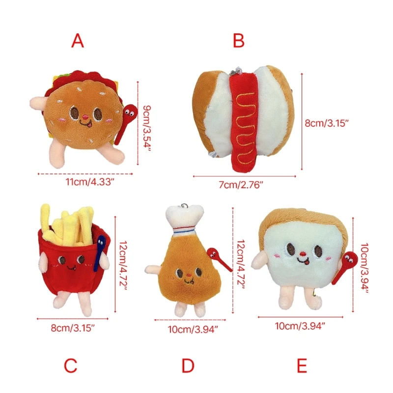 봉제 버거 펜던트 장난감 핫도그 열쇠 고리 배낭 장식 어린이 선물
