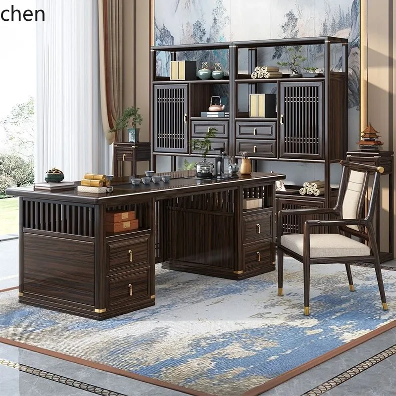 D12-Solid Wood Tea Table and Chair Set One Table Five Chairs Office Tea Table