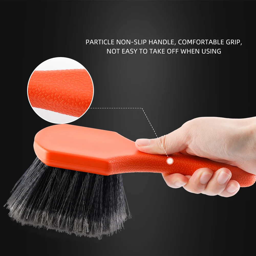 (Single Sale) SPTA Orange Short Handle Car Wheel Soft Brush Tire Washing For Auto Detailing Motorcycle Cleaning Tools