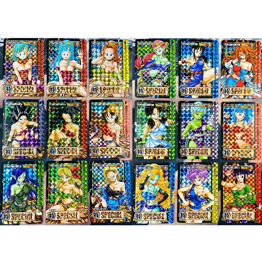 18pcs/set Dragon Ball Z Battle Damage Bulma Android 18 Super Saiyan Sexy Girls Hobby Collectibles Game Anime Collection Cards