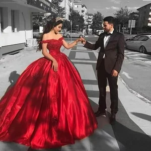 Bomaris rot aus Schulterkleid Quinceanera Kleider 15 Jahre Kleider süße Läden 16 Personalisierte Geburtstagsfeier 12 Hauptverkaufskleider 15 Jahre rot - №3