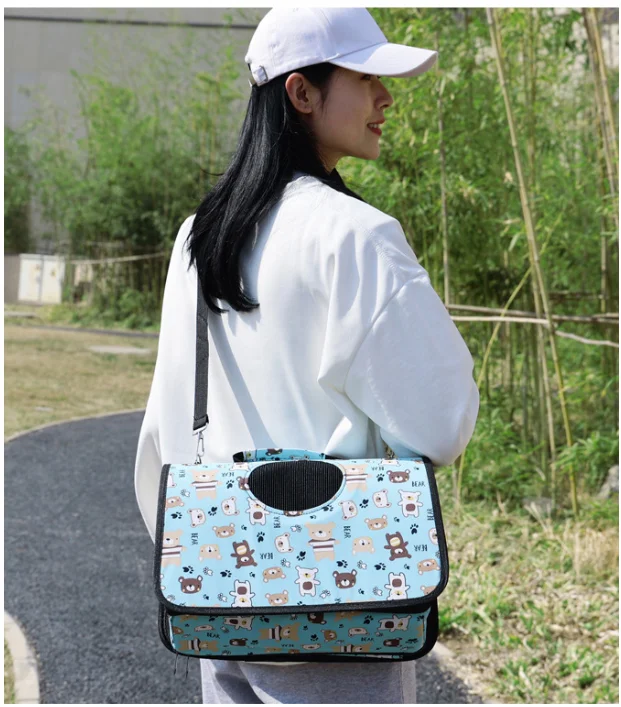 Pet Carrier Shoulder Bag, Breathable Pet Travel Tote, Portable Dog Cat Carrier, Cartoon Pet Outdoor Bag