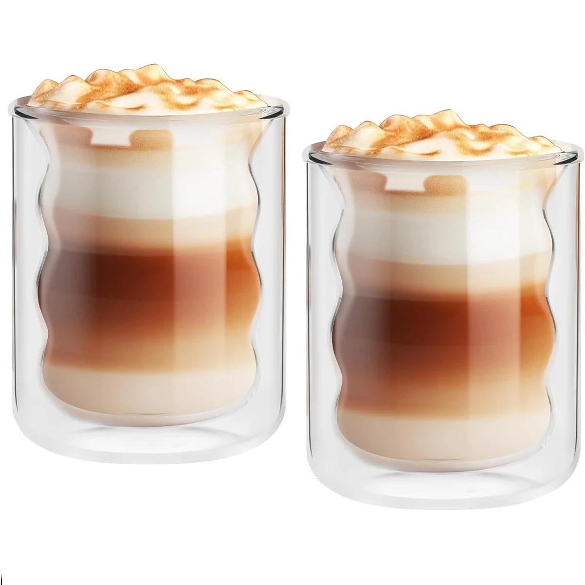 

2 Pcs 400ML Coffee Cups Double Layer Glass Coffee Mugs Transparent Handmade Heat Resistants Tea Cup Glasses for Summer Drinks